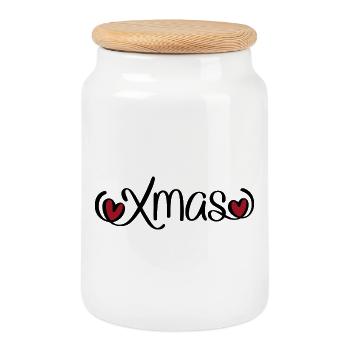Noël - Boîte à biscuits avec couvercle en bois - blanc - Devant