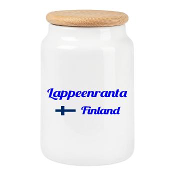 Lappeenranta, Finnland - Stilvolle Drucke - Keksdose mit Holzdeckel - Weiß - Vorne