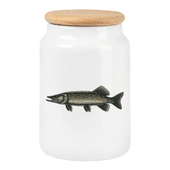 Pike - Cookie Jar with Wooden Lid - white - Front