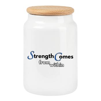 Strength comes from within - Keksdose mit Holzdeckel - Weiß - Vorne