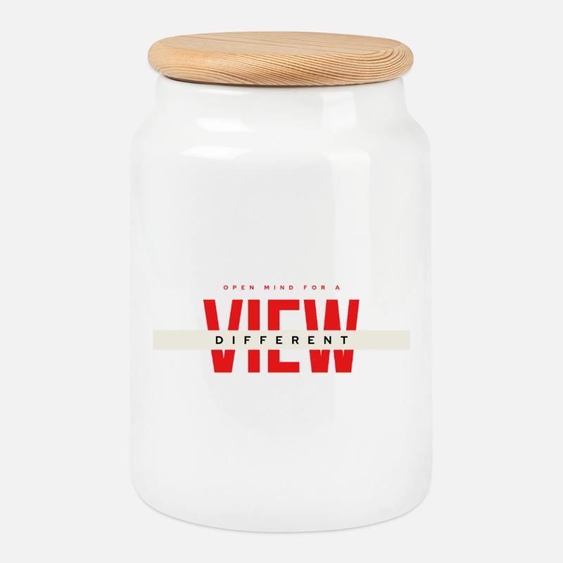 View Different Mindset - Boîte à biscuits avec couvercle en bois - blanc