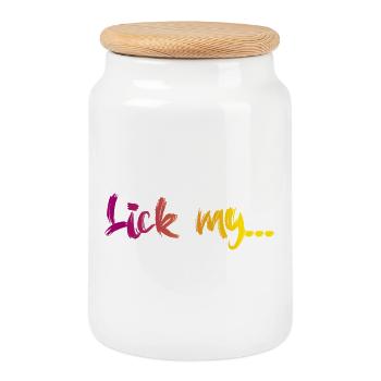 Lick my - Keksdose mit Holzdeckel - Weiß - Vorne