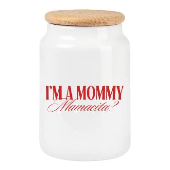 T-shirt humoristique Mamacita Citation - Boîte à biscuits avec couvercle en bois - blanc - Devant