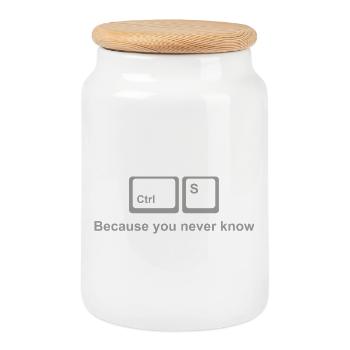 Ctrl S Shirt - Sauvez-le Nerd Humour pour les développeurs - Boîte à biscuits avec couvercle en bois - blanc - Devant