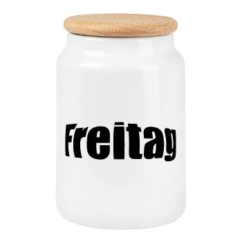 Friday - Cookie Jar with Wooden Lid - white - Front