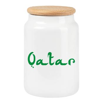 Qatar Qatar - Cookie Jar with Wooden Lid - white - Front