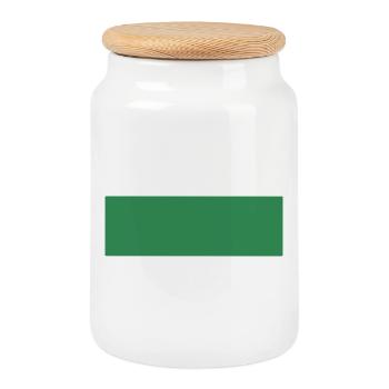 Abstract Green Rectangle Print - Cookie Jar with Wooden Lid - white - Front