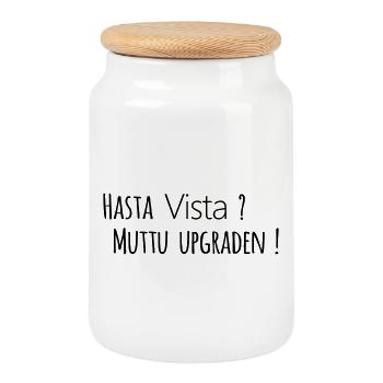 Hasta Vista - Cookie Jar with Wooden Lid - white - Front