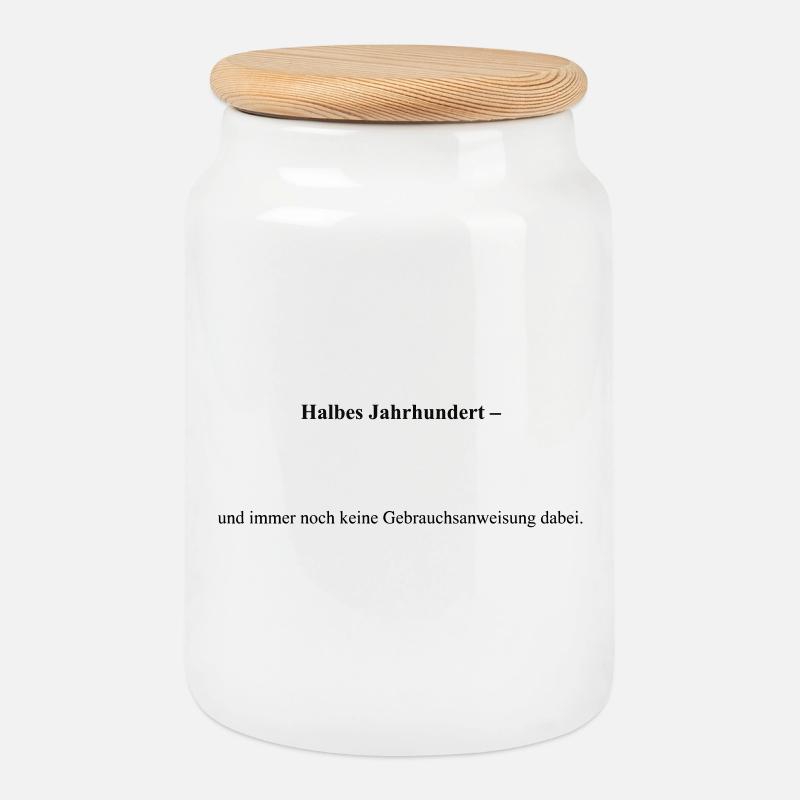 Halbes Jahrhundert Typografie - Keksdose mit Holzdeckel - Weiß