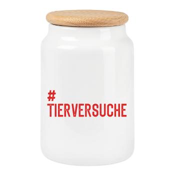 Expérimentation animale STOPS EXPÉRIMENTATION ANIMALE Lustigse - Boîte à biscuits avec couvercle en bois - blanc - Devant