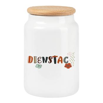 Mardi en semaine - Boîte à biscuits avec couvercle en bois - blanc - Devant