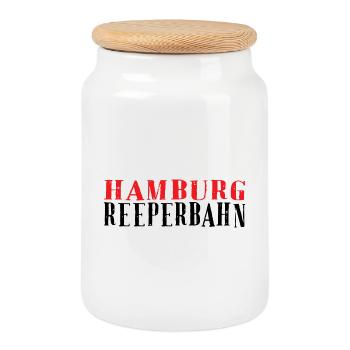 Hamburg Vintage Rubber Stamp - Cookie Jar with Wooden Lid - white - Front