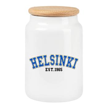 Helsinki, gegründet 1965 - Keksdose mit Holzdeckel - Weiß - Vorne