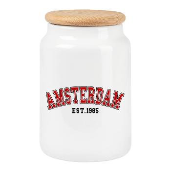 Amsterdam Est.1985 - Cookie Jar with Wooden Lid - white - Front