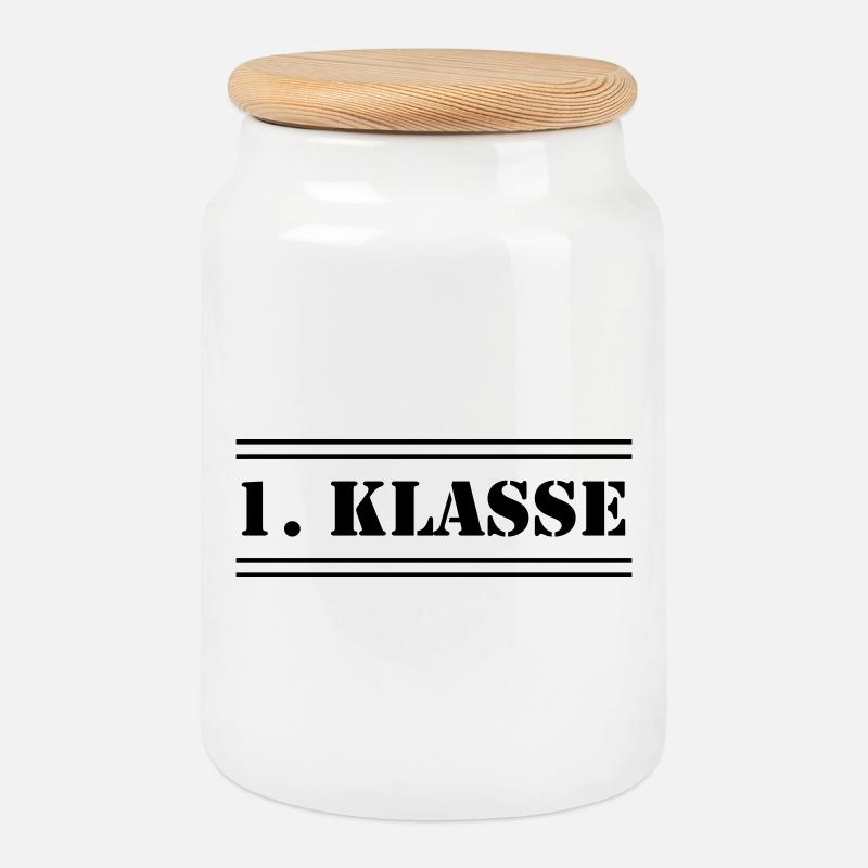 1. Klasse - Keksdose mit Holzdeckel - Weiß