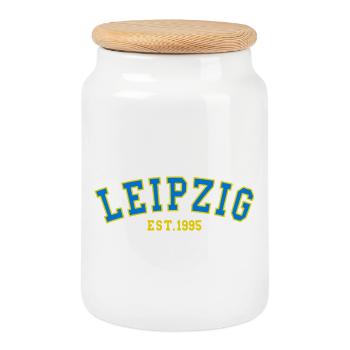 Leipzig Est. 1995 - Cookie Jar with Wooden Lid - white - Front