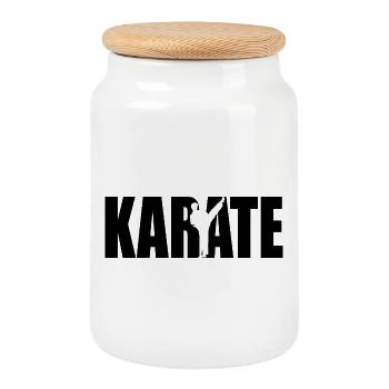 Classic Karate Design – Strength & Discipline - Cookie Jar with Wooden Lid - white - Front