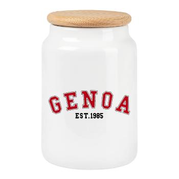 Gênes Est. 1985 - Boîte à biscuits avec couvercle en bois - blanc - Devant