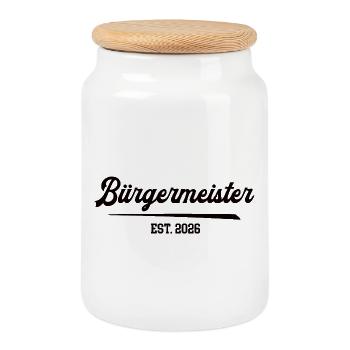 Mayor since 2026 Election Municipal Councillor Politician - Cookie Jar with Wooden Lid - white - Front