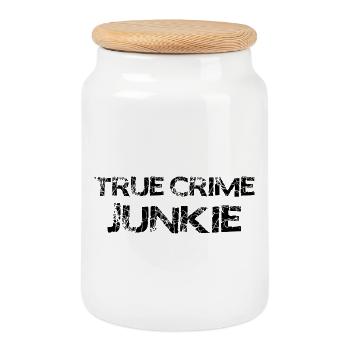 True Crime Junkie – Grunge Style für Crime Fans - Keksdose mit Holzdeckel - Weiß - Vorne