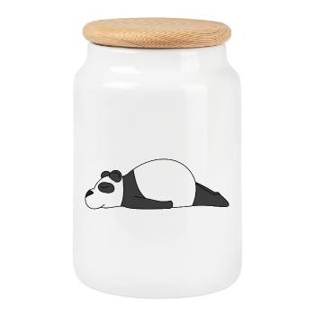 Lazy Panda DIY Costume – Cute Sleeping Panda Outfi - Cookie Jar with Wooden Lid - white - Front