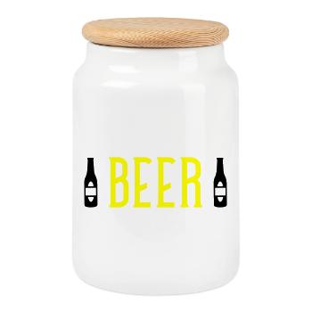 Beer  - Keksdose mit Holzdeckel - Weiß - Vorne