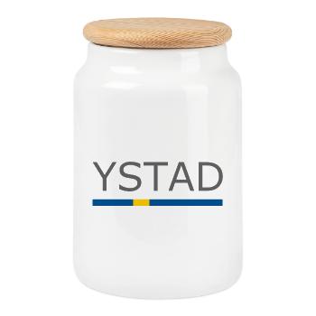 Sweden Flag - Ystad - Sverige - Schweden - Cookie Jar with Wooden Lid - white - Front