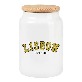 Lissabon Est. 1985 - Keksdose mit Holzdeckel - Weiß - Vorne
