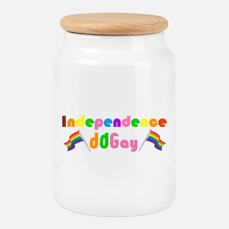 Unabhängigkeit Schwuler Regenbogen - Keksdose mit Holzdeckel - Weiß