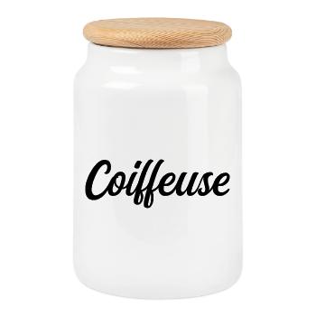 Hairdresser Make-up Stylist Professional Hair Stylist - Cookie Jar with Wooden Lid - white - Front