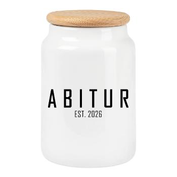 Abitur 2026 - Boîte à biscuits avec couvercle en bois - blanc - Devant
