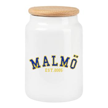 Malmö Fondée en 2005 - Boîte à biscuits avec couvercle en bois - blanc - Devant