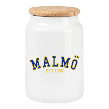 Malmö Est. 1985 - Cookie Jar with Wooden Lid - white - Front