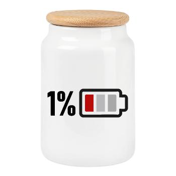 Batterie faible - Boîte à biscuits avec couvercle en bois - blanc - Devant