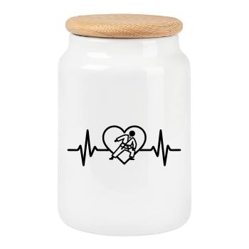Heart Judo – Passion Martial Arts - Cookie Jar with Wooden Lid - white - Front