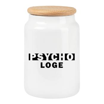 Psycho Loge – Pun Psychologist Gift - Cookie Jar with Wooden Lid - white - Front