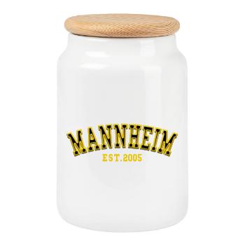 Mannheim Fondé en 2005 - Boîte à biscuits avec couvercle en bois - blanc - Devant