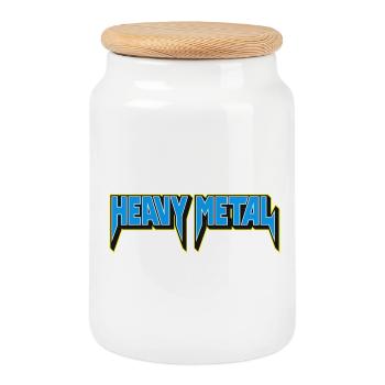 Emblème typographique du Heavy Metal - Boîte à biscuits avec couvercle en bois - blanc - Devant