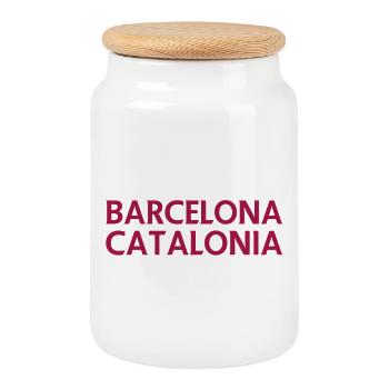Barcelona – Katalonien Lyrisches Design - Keksdose mit Holzdeckel - Weiß - Vorne