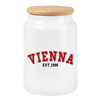 Vienna Est. 1996 - Cookie Jar with Wooden Lid - white - Front