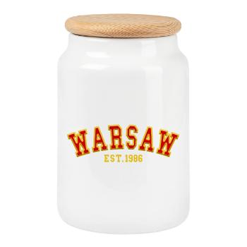 Varsovie fondée en 1986 - Boîte à biscuits avec couvercle en bois - blanc - Devant