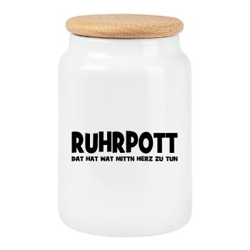 Ruhrpott - Dat hat wat mittn Herz zu tun - Zeche - Keksdose mit Holzdeckel - Weiß - Vorne