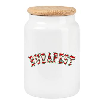 Budapest, gegründet 1986 - Keksdose mit Holzdeckel - Weiß - Vorne