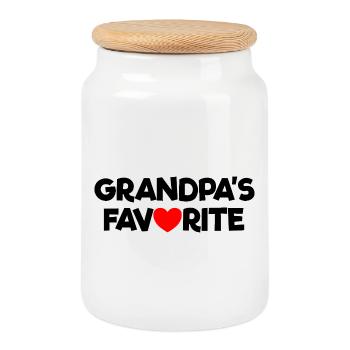Petit-enfant préféré Cœur rouge Le préféré de grand-père - Boîte à biscuits avec couvercle en bois - blanc - Devant