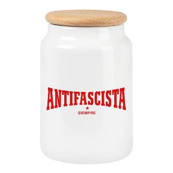 Antifascista Siempre – Antifa Forever - Cookie Jar with Wooden Lid - white - Front