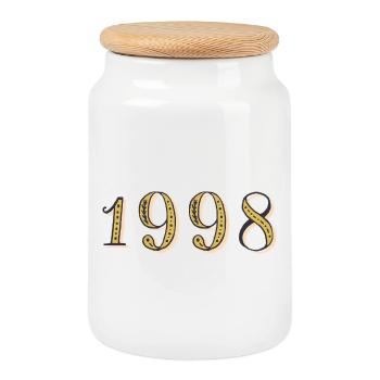 1998 Vintage 1998 Geburtstagsgeschenk - Keksdose mit Holzdeckel - Weiß - Vorne