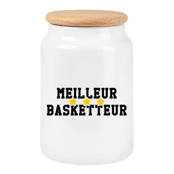 Bester Basketballspieler - Keksdose mit Holzdeckel - Weiß - Vorne