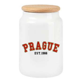 Prag gegründet 1966 - Keksdose mit Holzdeckel - Weiß - Vorne
