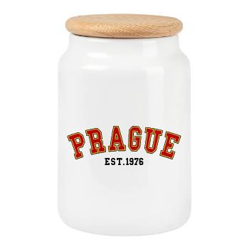 Prag gegründet 1976 - Keksdose mit Holzdeckel - Weiß - Vorne