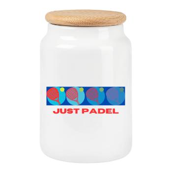 Cache juste Padel - Boîte à biscuits avec couvercle en bois - blanc - Devant